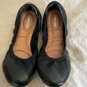 Land’s End Leather Flats Black sz 10